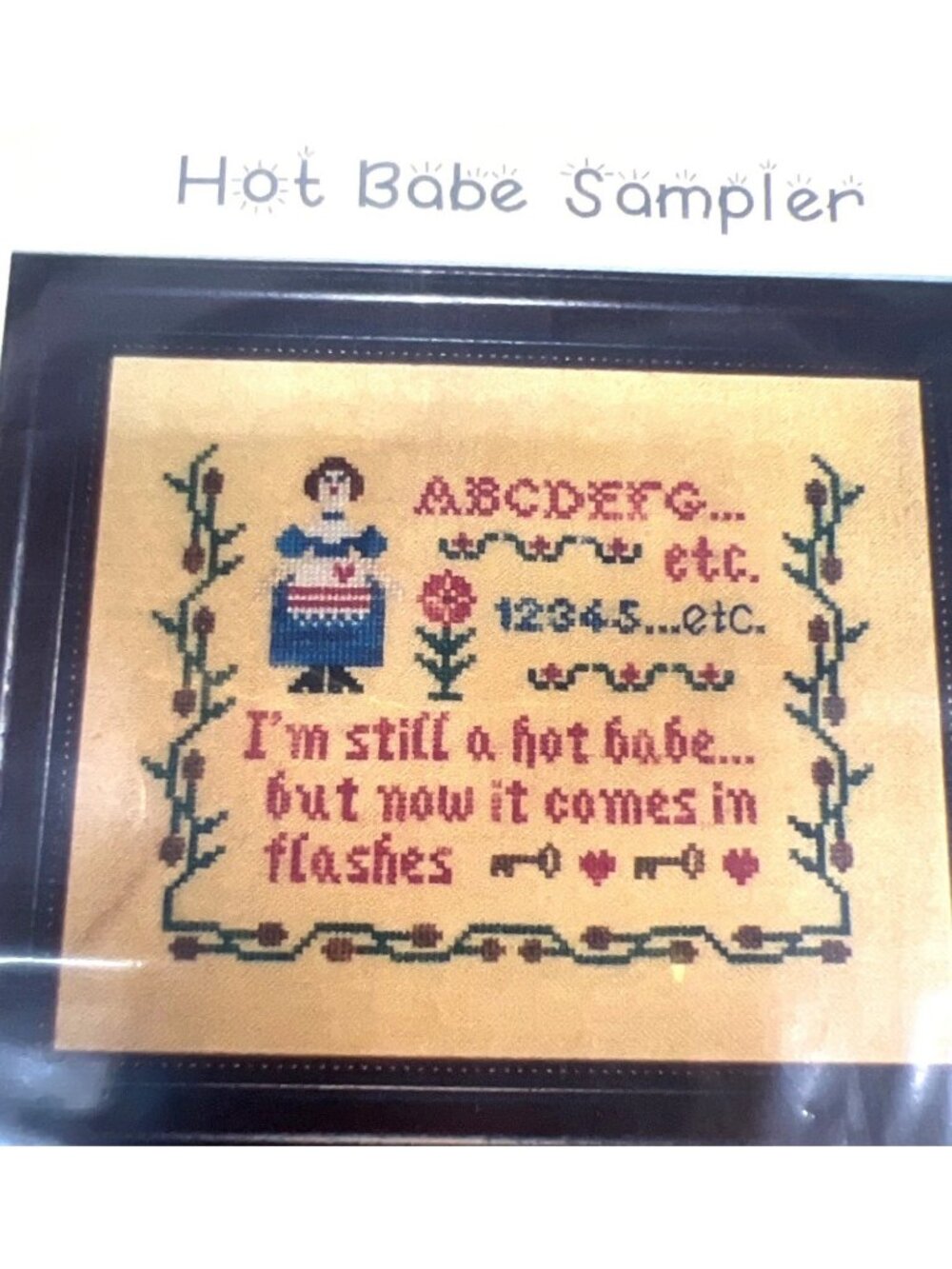 Hot Babe Sampler Cross-Stitch Pattern - 109W x 78H - Charted Needlework Design B